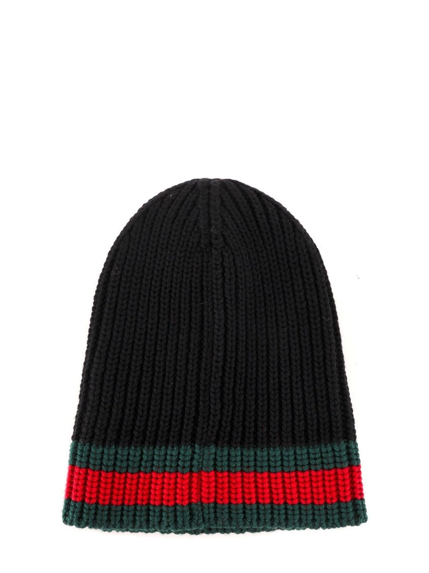 Gucci Ribbed Knit Beanie With Striped Pattern