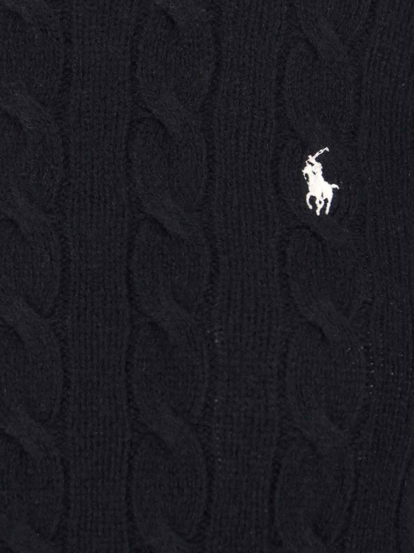 Polo Ralph Lauren Black Cable Knit Wool-Blend Sweater