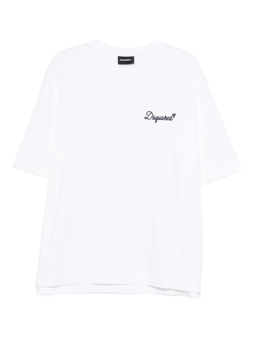 Dsquared2 White Short-Sleeve Embroidered Logo T-Shirt