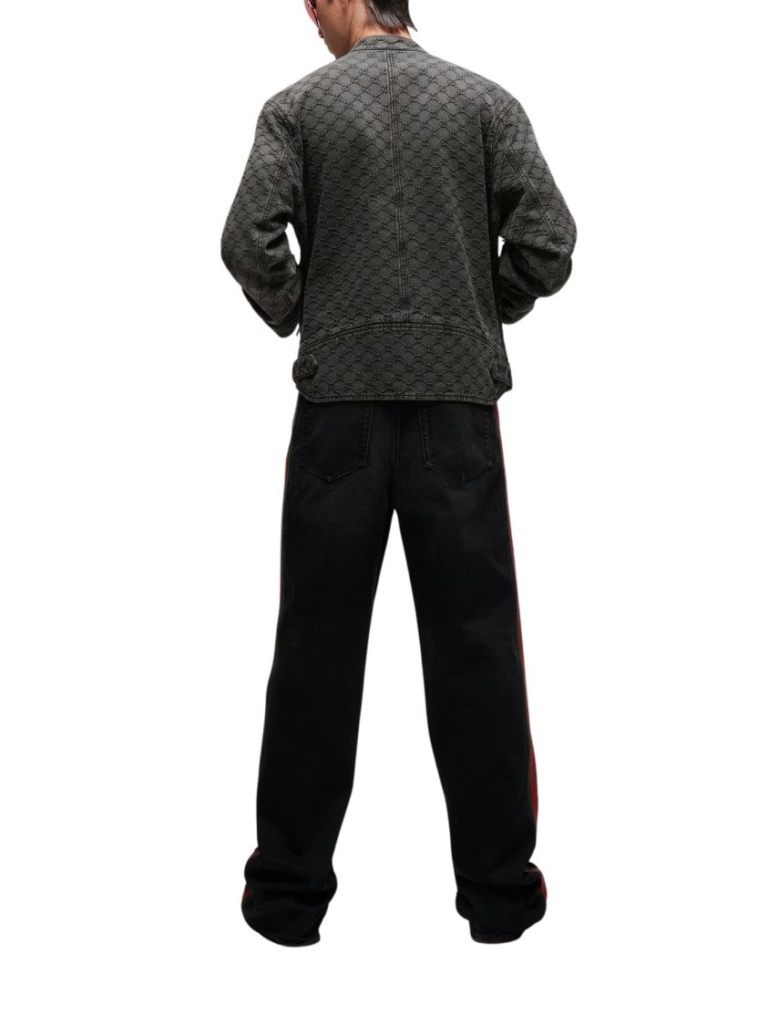 Gucci Biker Monogram Cropped Biker Jacket