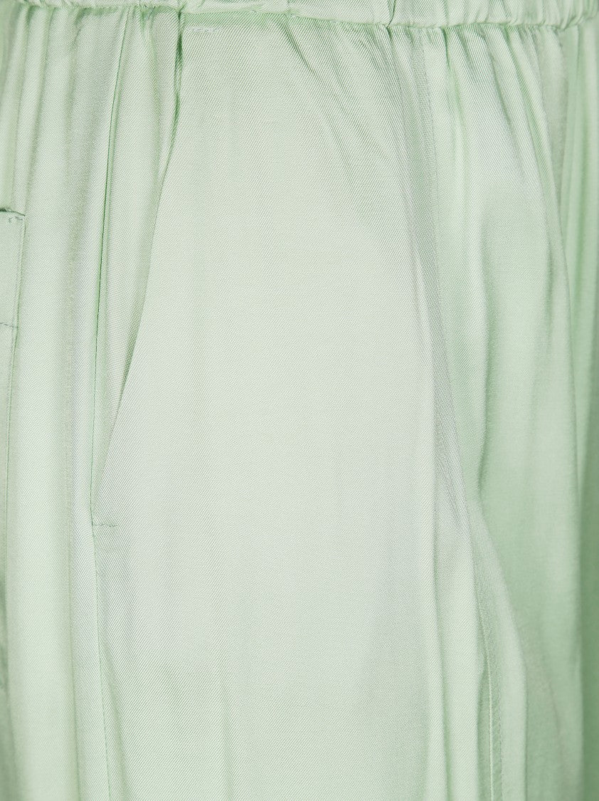 Nude Wide-Leg Pants With Elastic Waistband