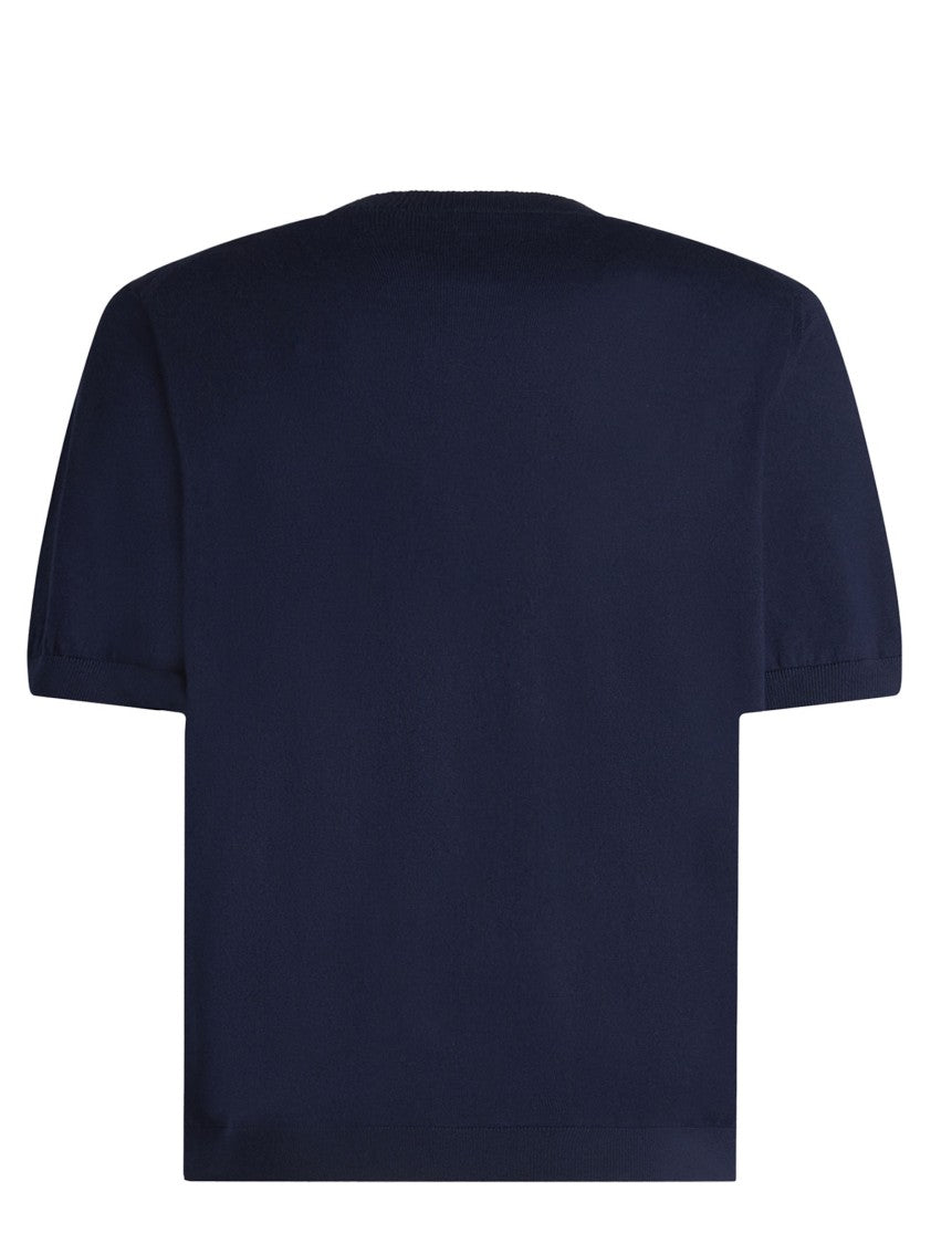 Etro Lightweight Navy Cotton Jersey Crewneck T-Shirt