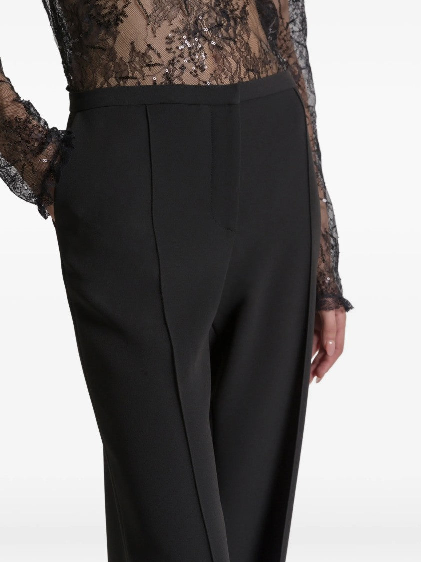 Alberta Ferretti Black Pantalone Wide-Leg Cuffed Viscose Pants