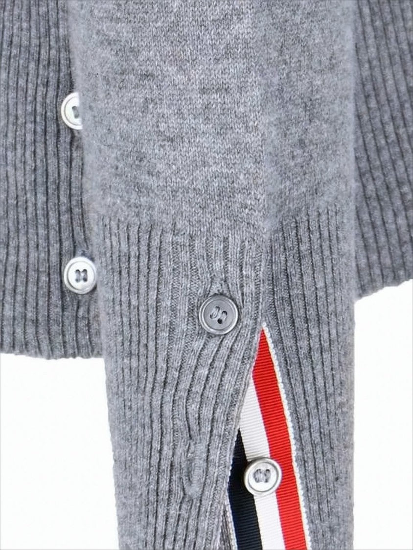 Thom Browne Cashmere Knit Sweater With Subtle Stripe Detail And Button Accents