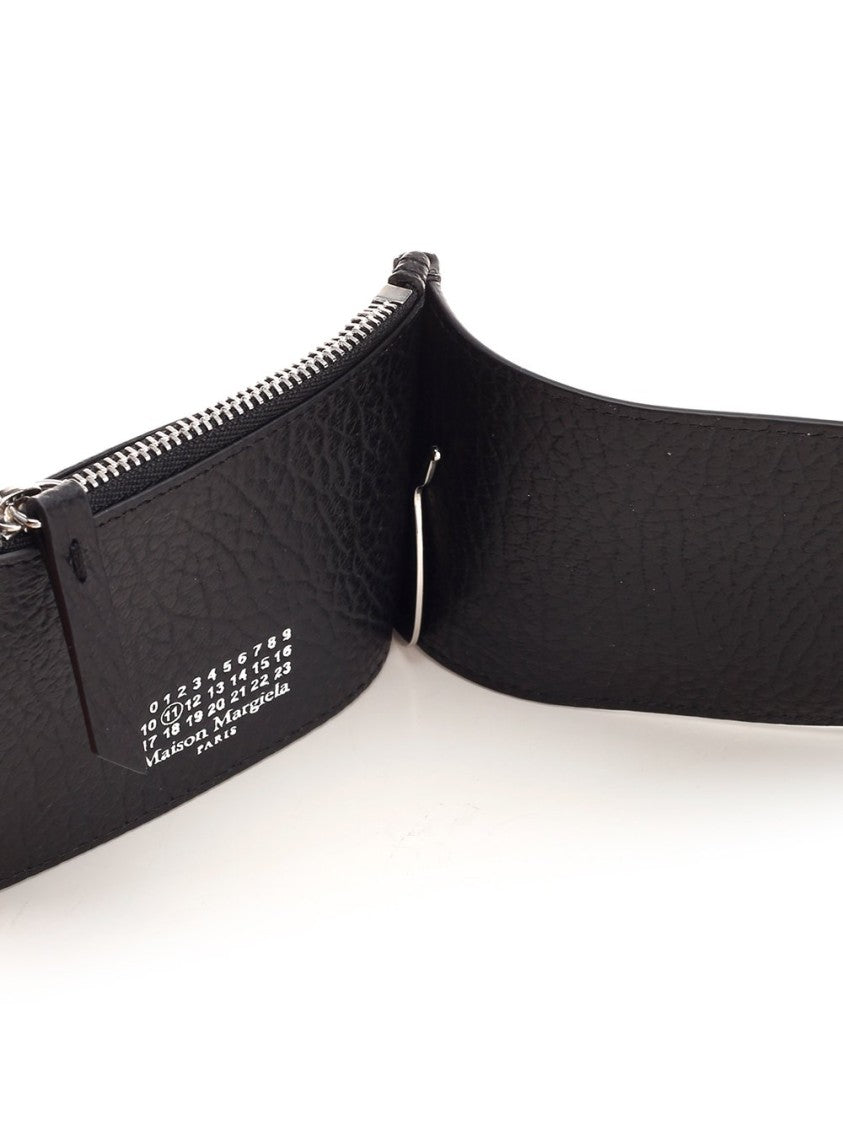 Maison Margiela Rectangular Black Calf Leather Wallet With Distinctive Stitching