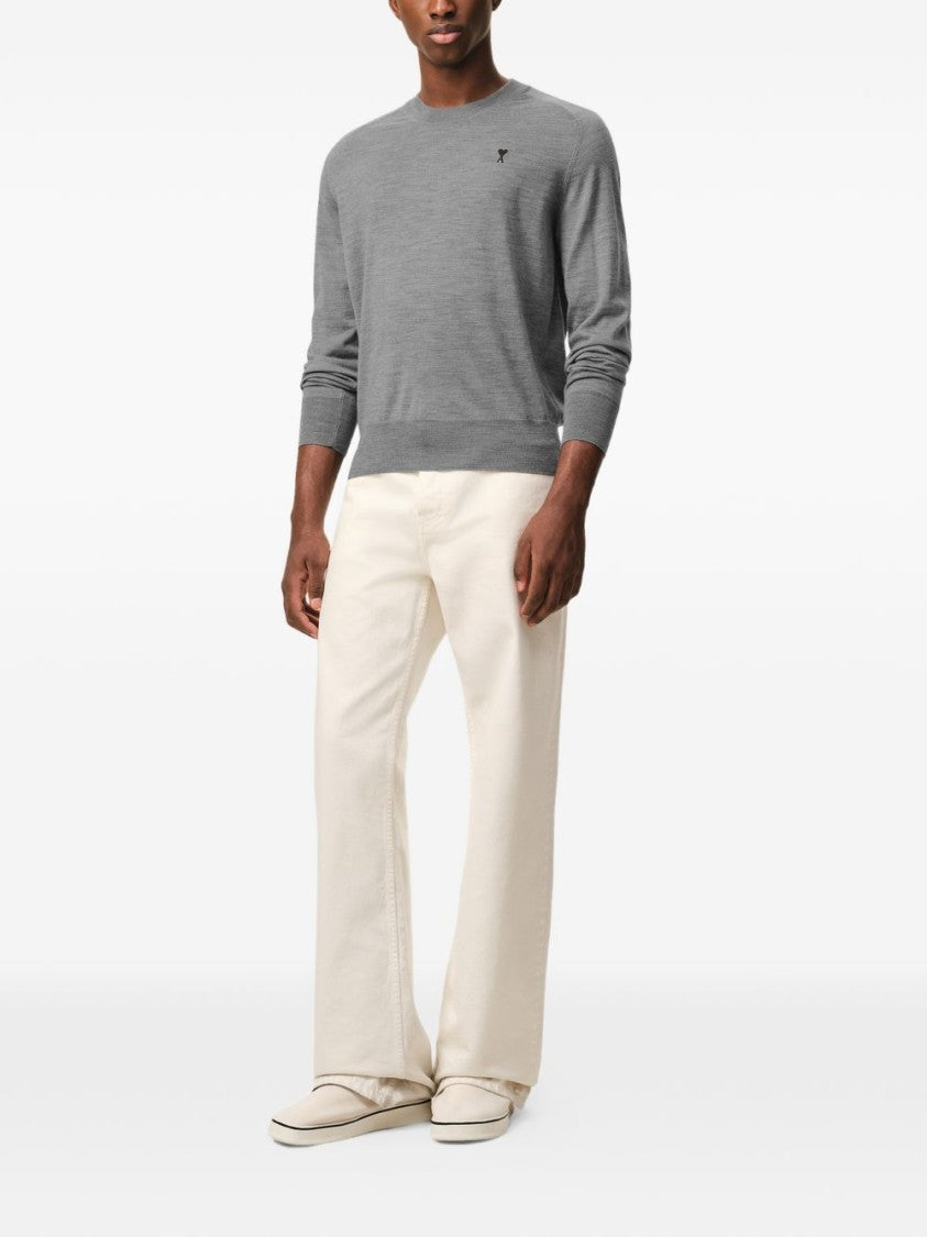 Ami Paris Grey Heather Crew Neck Sweatshirt