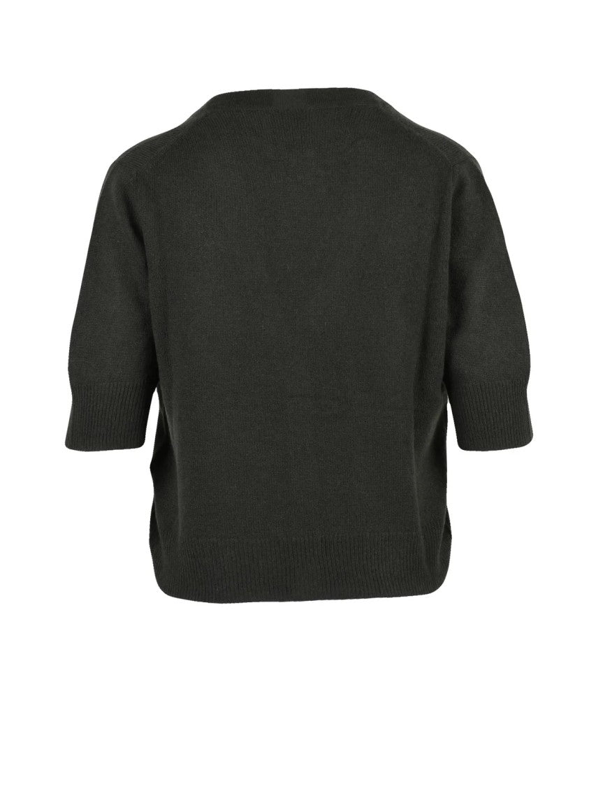 Allude Green Cropped Cashmere Cardigan