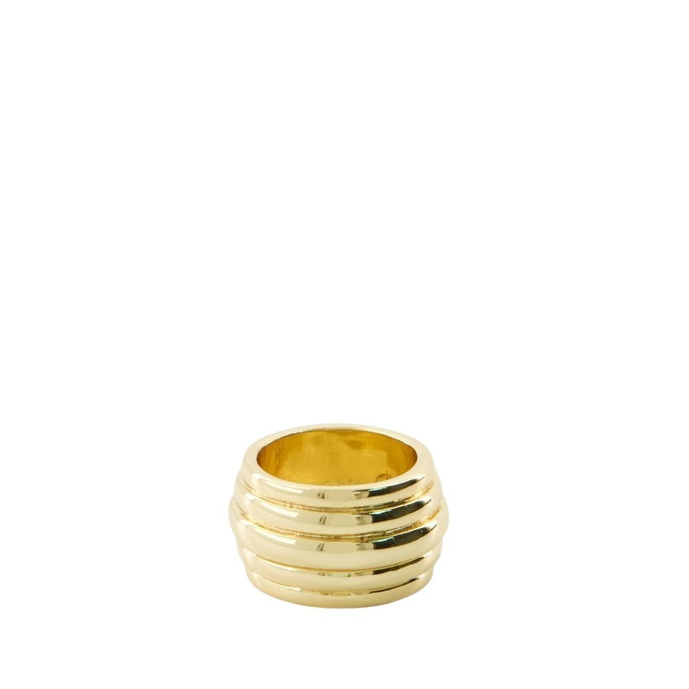 Anine Bing Chunky Ribbed Gold Ring - 14K Gold Plated Brass - Gold