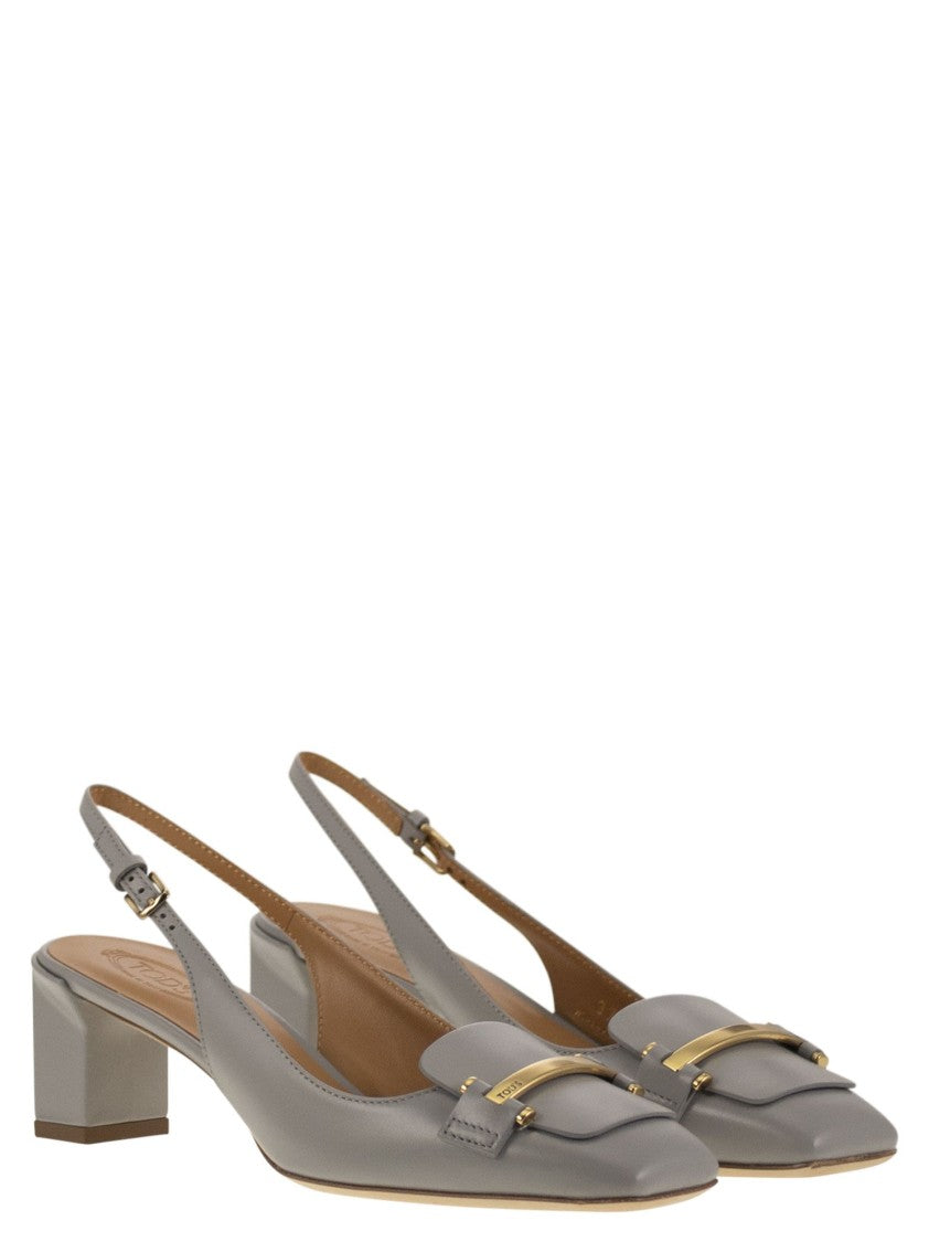 Tod's Calfskin Leather Slingback Pump With Geometric Heel