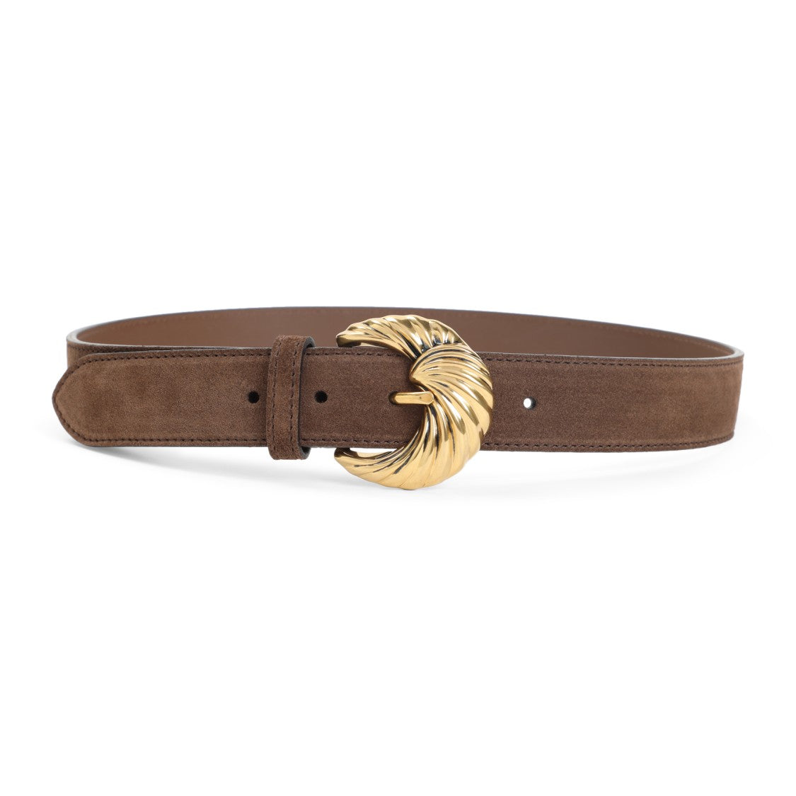 Etro Brown Suede Leather Belt With Gold-Tone Buckle