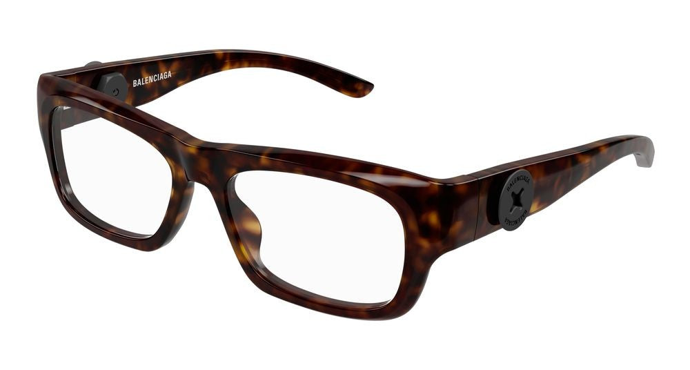 Balenciaga Havana Tortoiseshell Pattern Oversized Square Eyeglasses