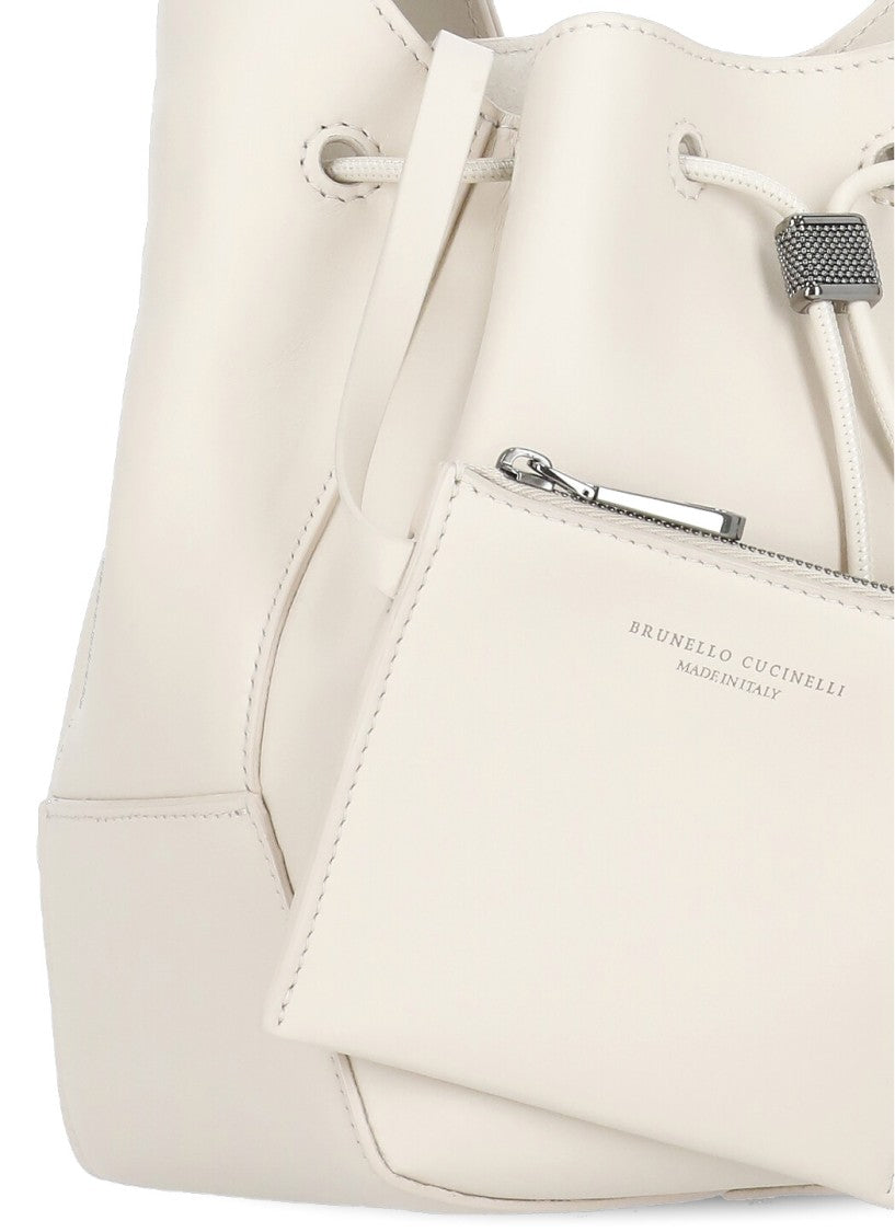 Brunello Cucinelli Ivory Cucinelli Leather Shoulder Bag