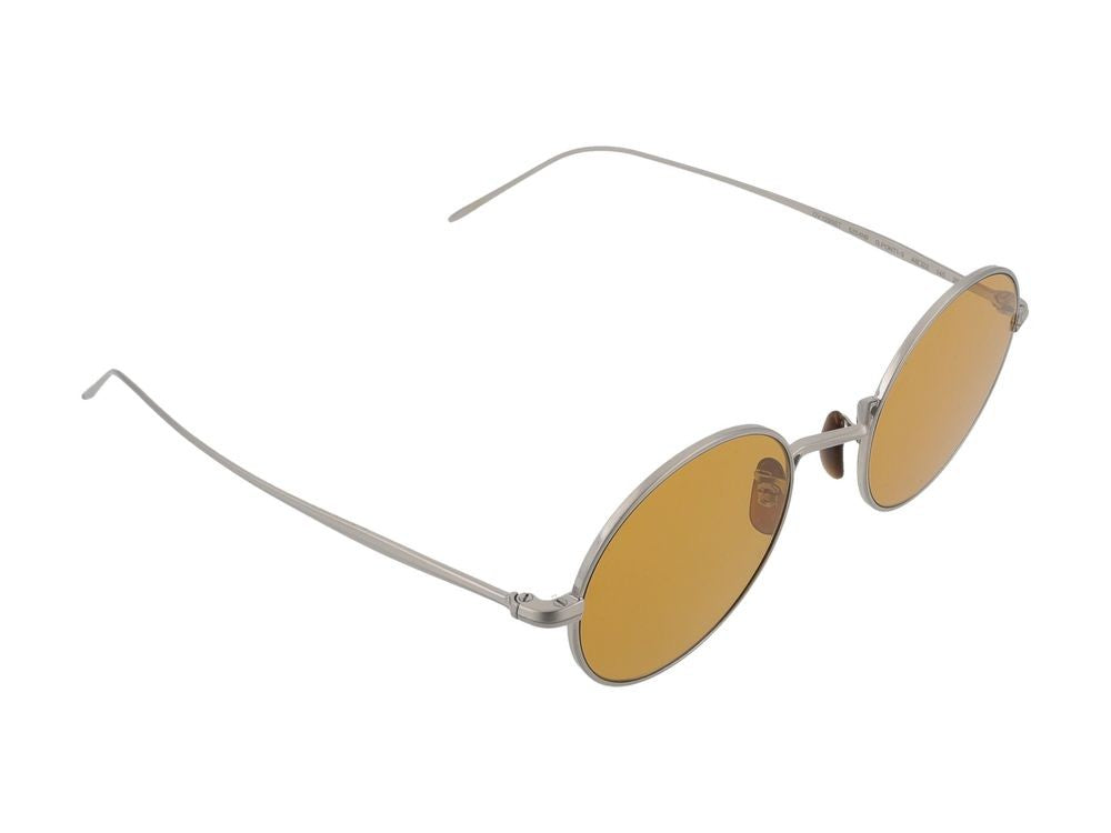 Oliver Peoples Vintage Amber Lens Titanium Round Frame Sunglasses