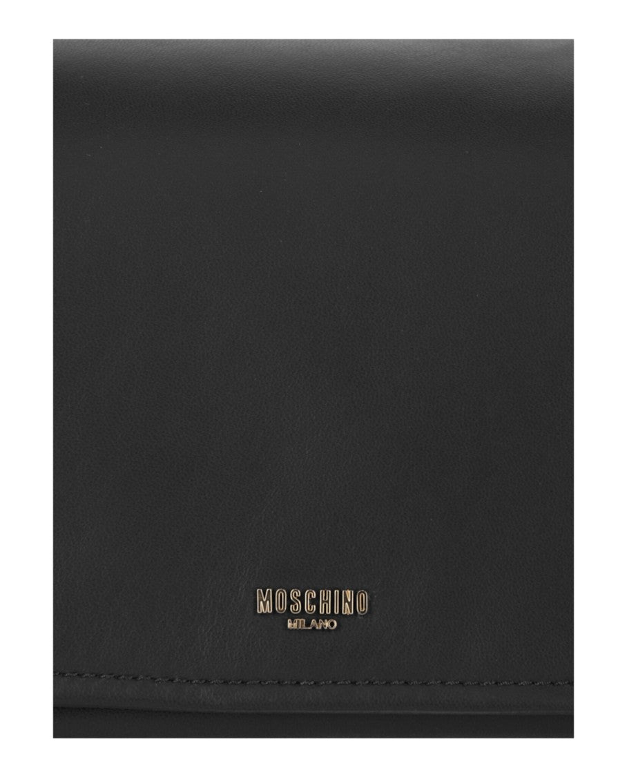 Moschino Heart Lock Leather Shoulder Bag