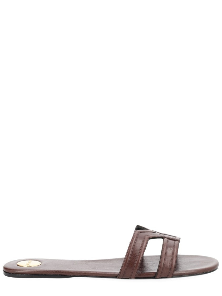 Saint Laurent Mabrouka Y-Strap Leather Sandals