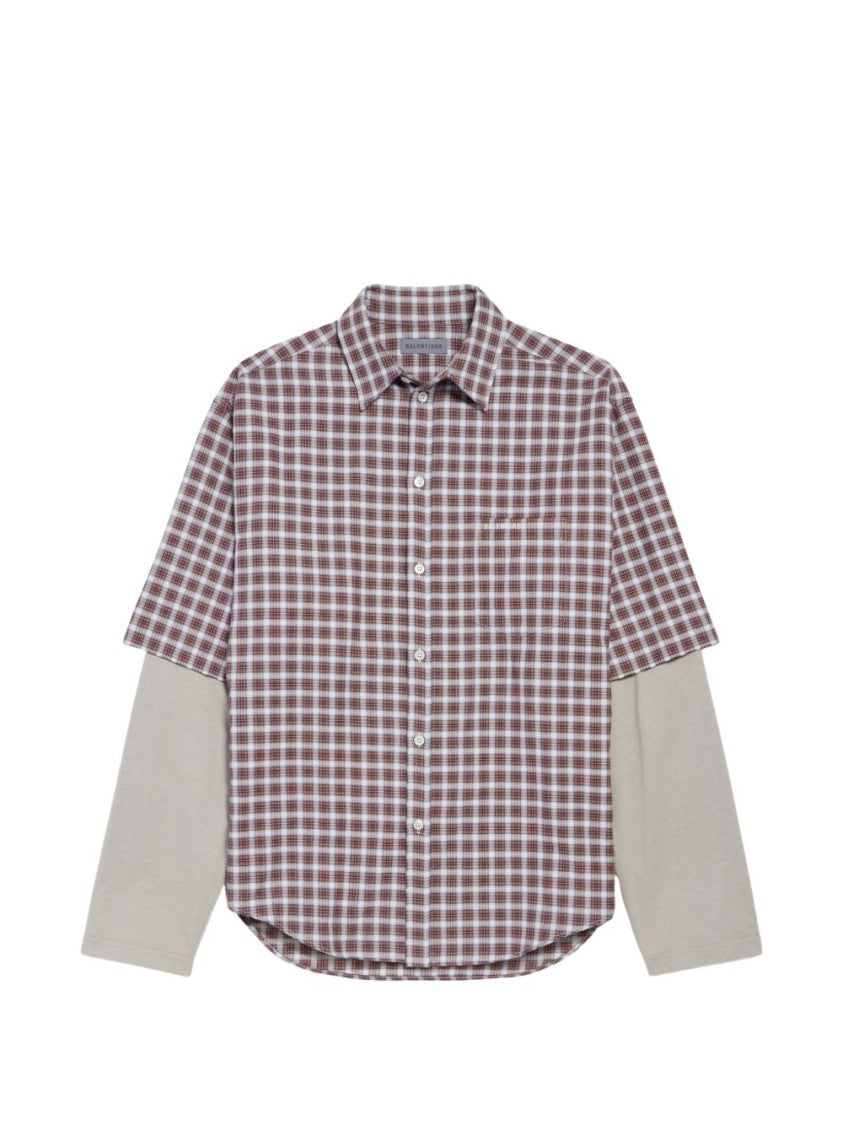 Balenciaga Layered Checkered Shirt With Classic Collar