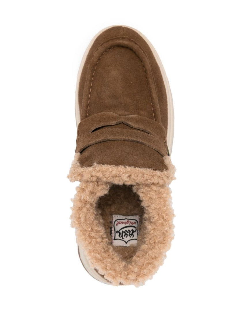 Ash Faux Fur-Collared Brown Ankle Boots