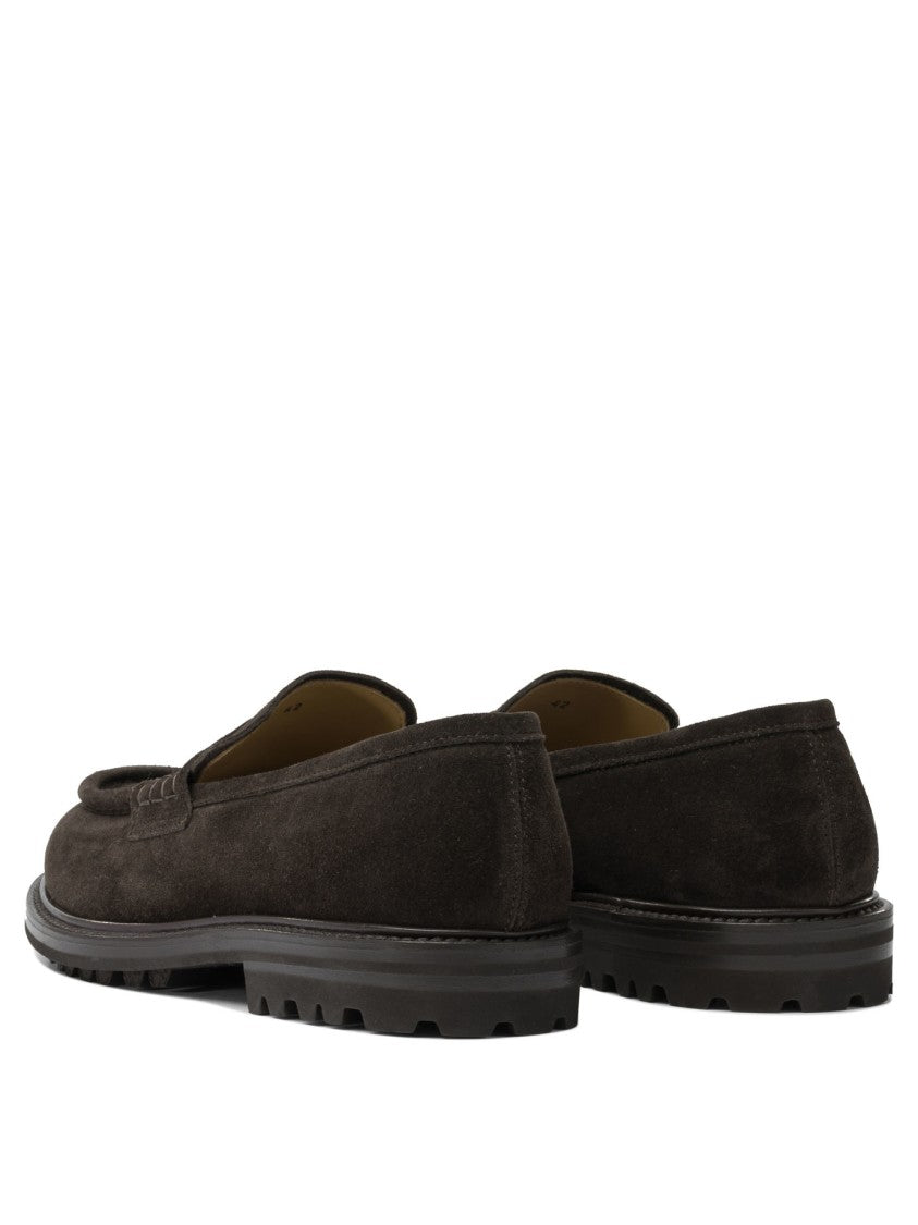 Henderson Baracco Suede Loafers With Penny Strap And Rubber Sole