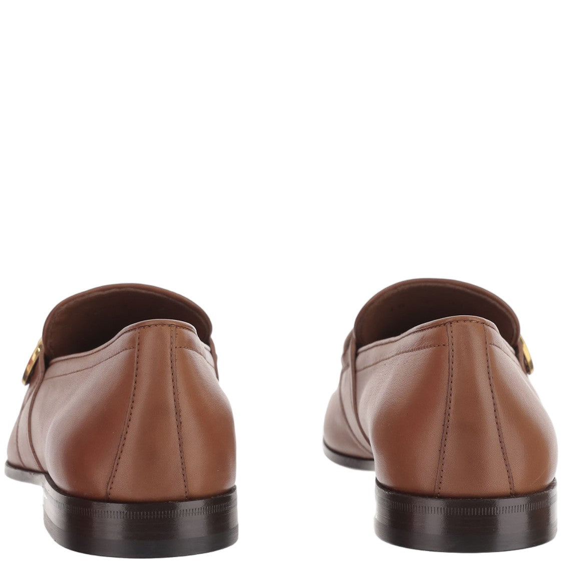 Salvatore Ferragamo Light Brown Tubular Hook Detail Leather Loafers