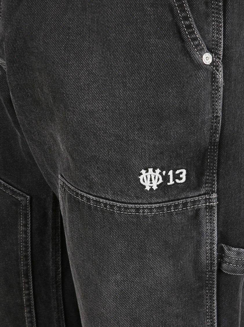 Off-White Relaxed Wide-Leg Jeans With Utility Pockets