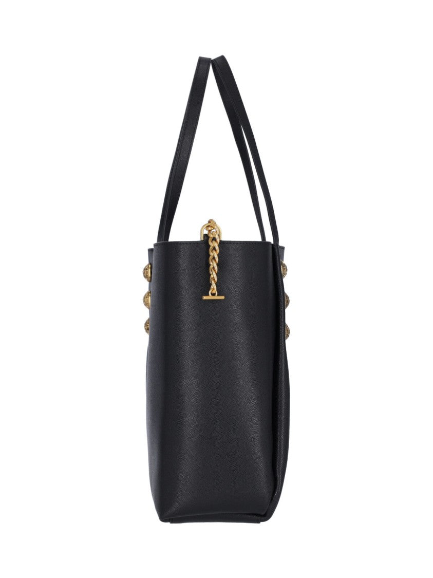 Balmain Black Tote Bag With Decorative Buttons