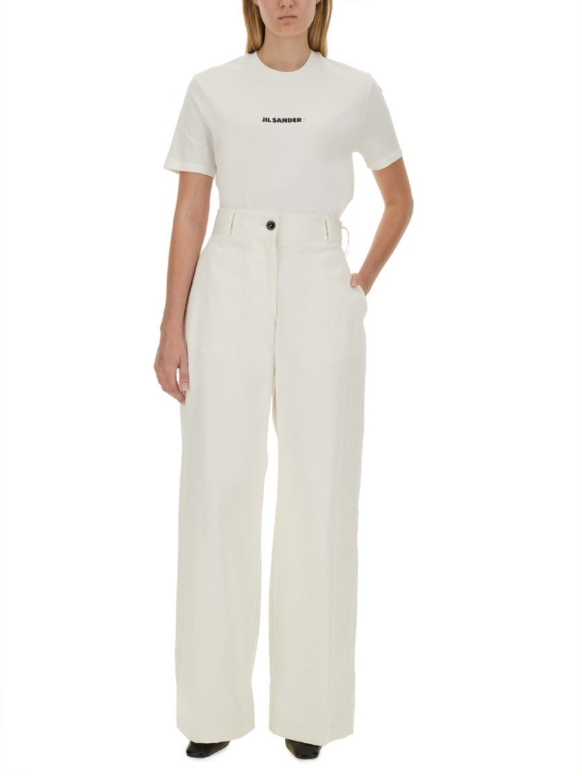 Jil Sander Regular Fit Cotton T-Shirt With Logo Detail