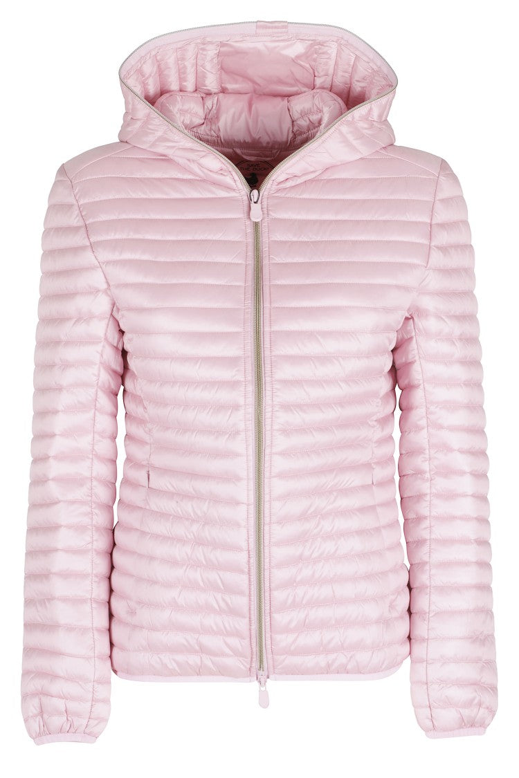 Save The Duck Pink Alexa Hooded Quilted Polyester Down Jacket