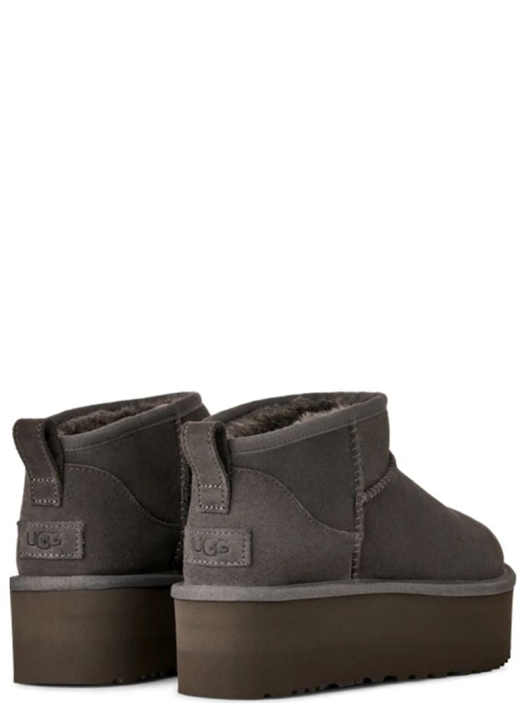 Ugg Grey Ultra Mini Platform Suede Ankle Boots
