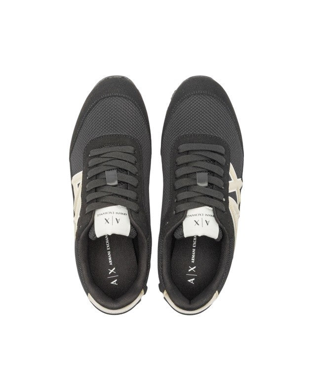 Armani Exchange Breathable Mesh Sneakers With Suede Overlays