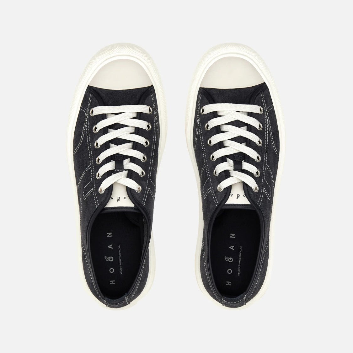 Hogan H691 Allacciato H Cuciture Sneakers In Blue