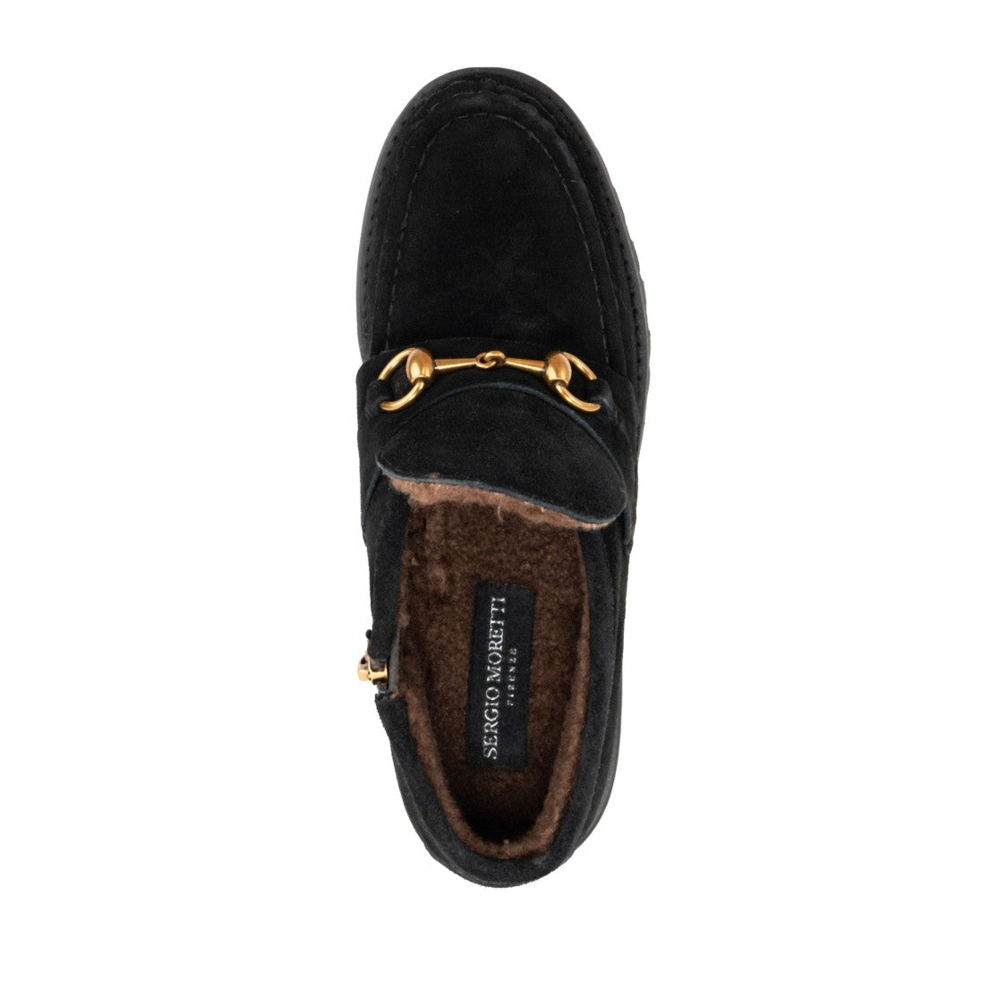 Sergio Moretti Black Wool-Lined Gold-Tone Bit Suede Boots