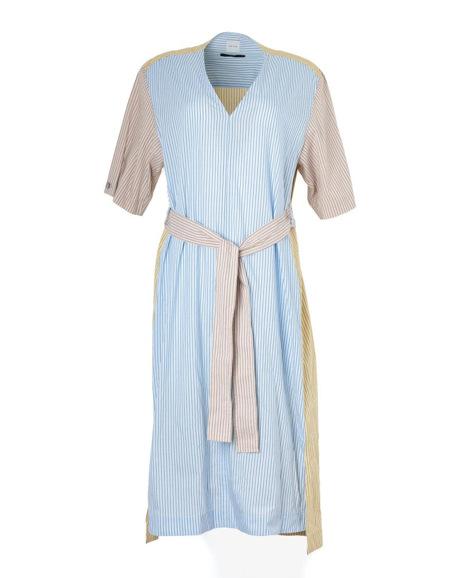 Paul Smith Pastel Striped Midi Dress With V-Neckline