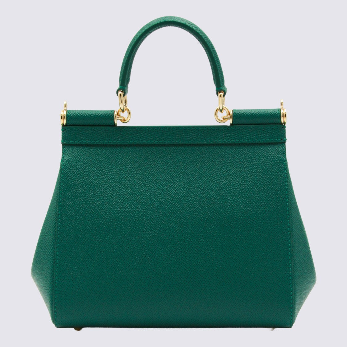 Dolce & Gabbana Textured Handbag With Trapezoidal Silhouette And Gold-Tone Accents