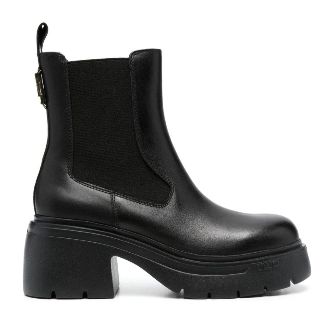 Liu Jo Black Carrie 19 Leather Chunky Elastic Panel Boots