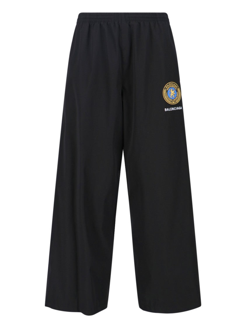 Balenciaga Black Logo Wide-Leg Sport Trousers