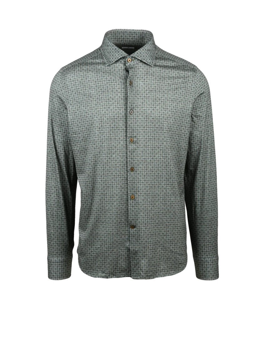 Sonrisa Fior Di Cotone Geometric Pattern Green Cotton Sonrisa Shirt