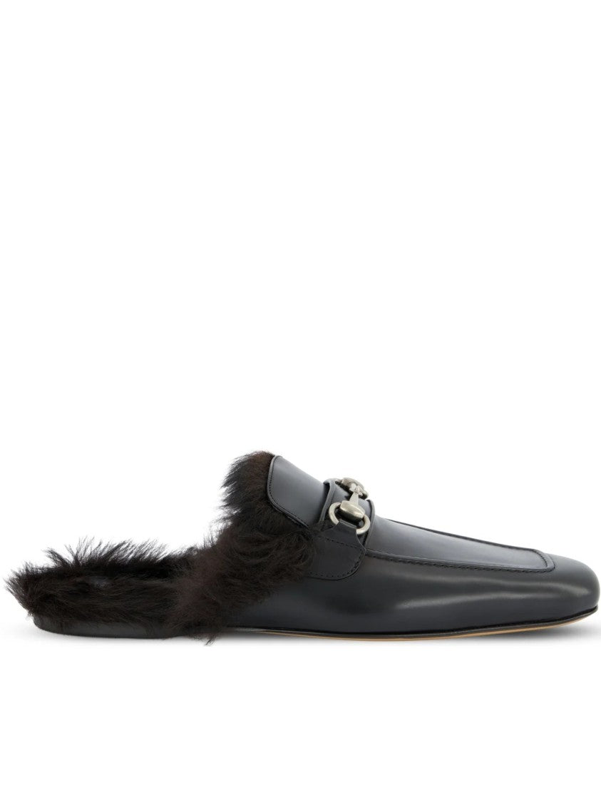 Gucci Larindo Black Leather Horsebit Mules