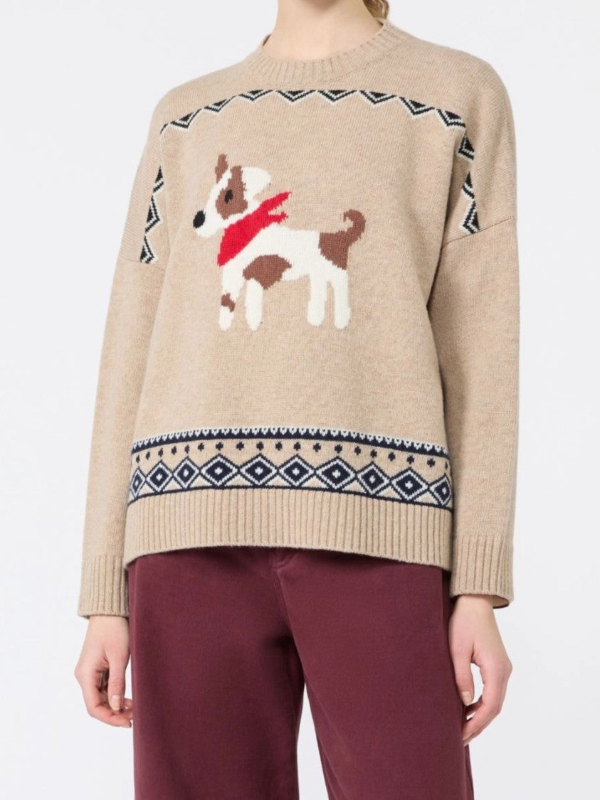 Weekend Wkdpavidi Dog Motif Geometric Knit Sweater