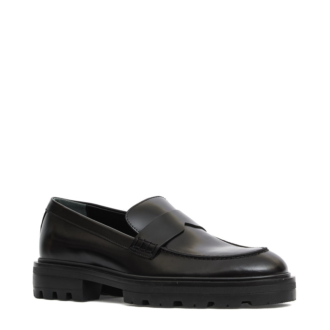 Hogan Polished Black Leather Mocassino Loafers