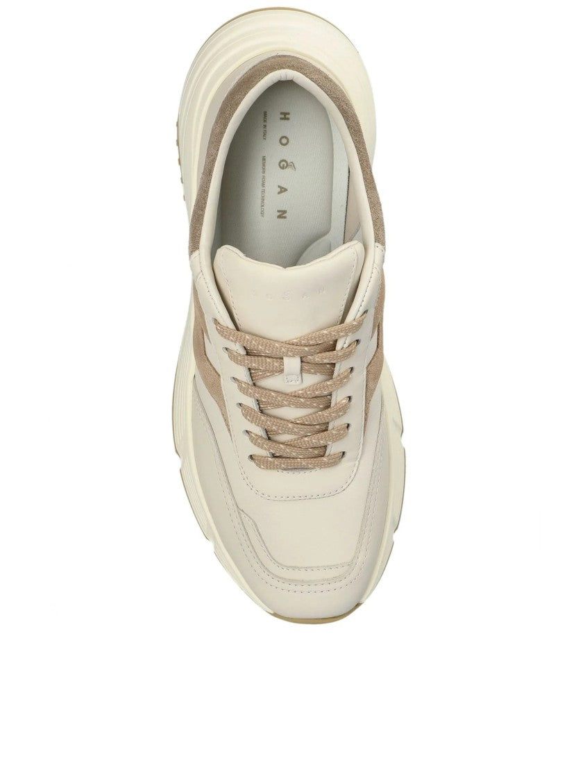 Hogan Cream Taupe Suede Side Logo Sneakers