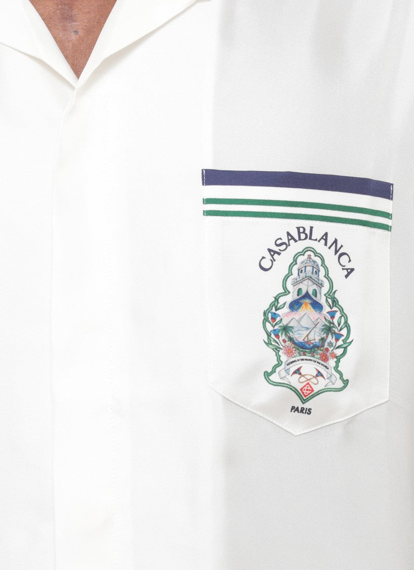 Casablanca White Hotel Emblem Silk Shirt