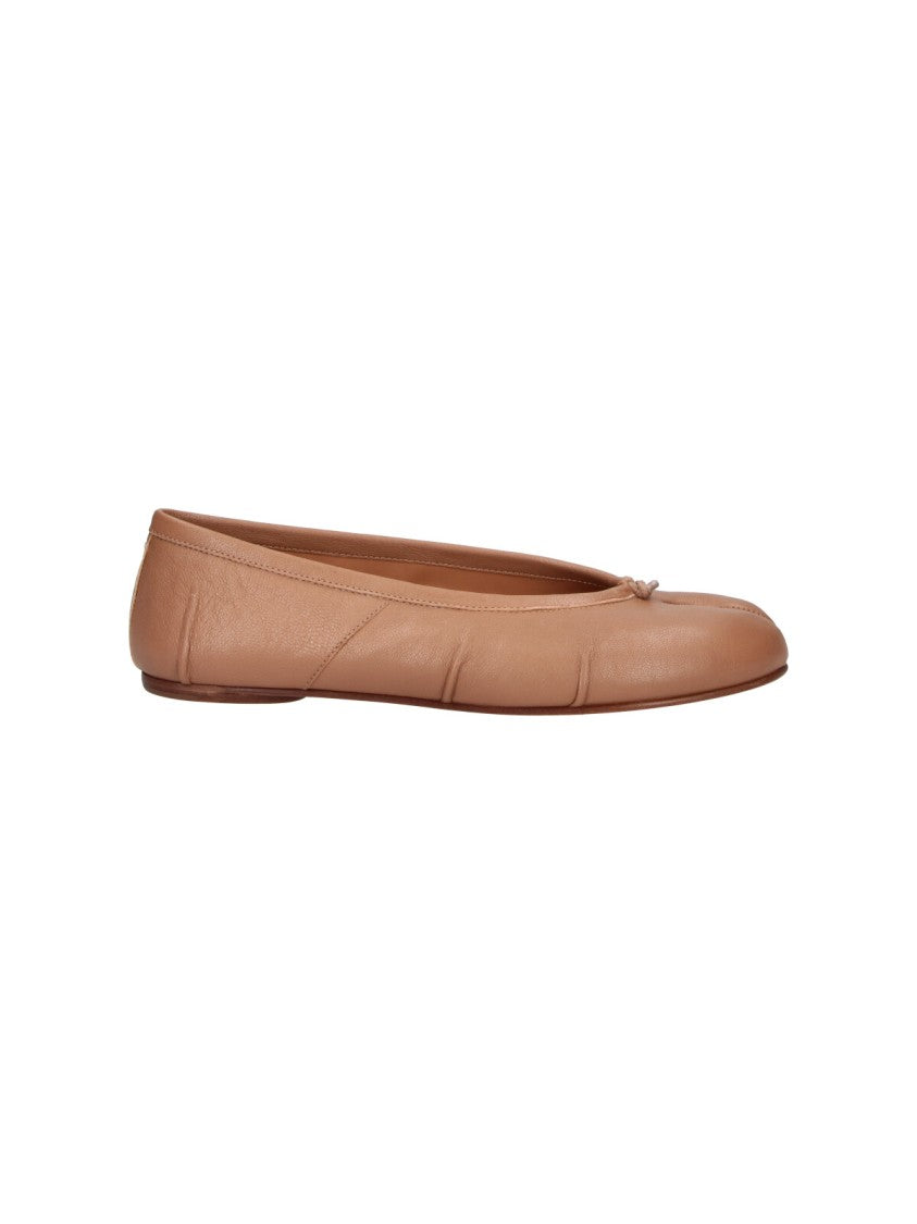 Maison Margiela Beige Sheepskin Leather Tabi Ballet Flats