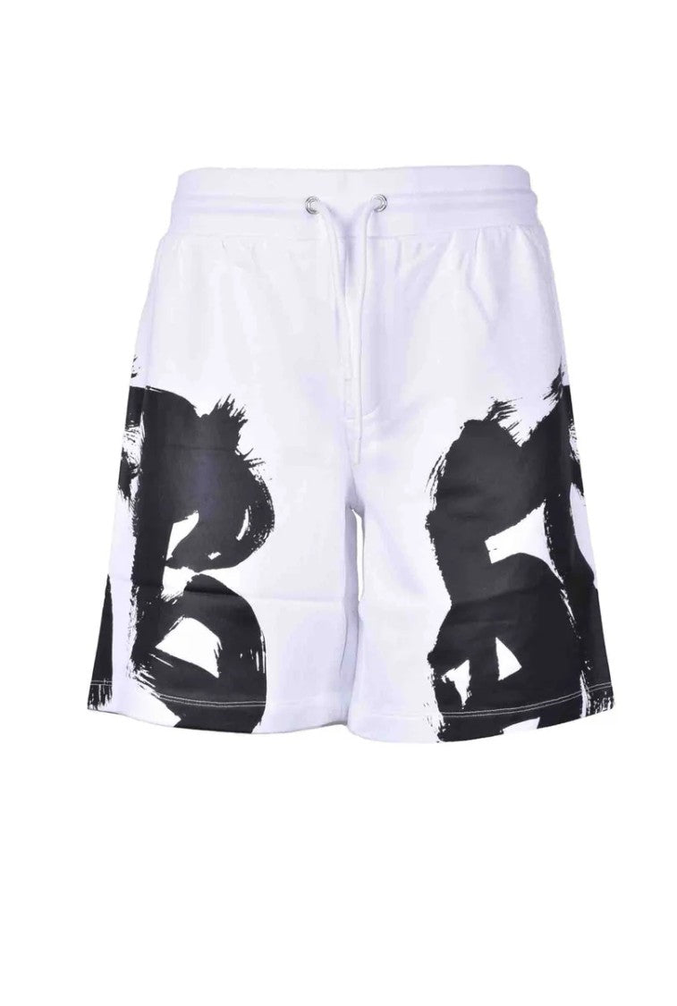 Bikkembergs White Graphic Cotton Shorts