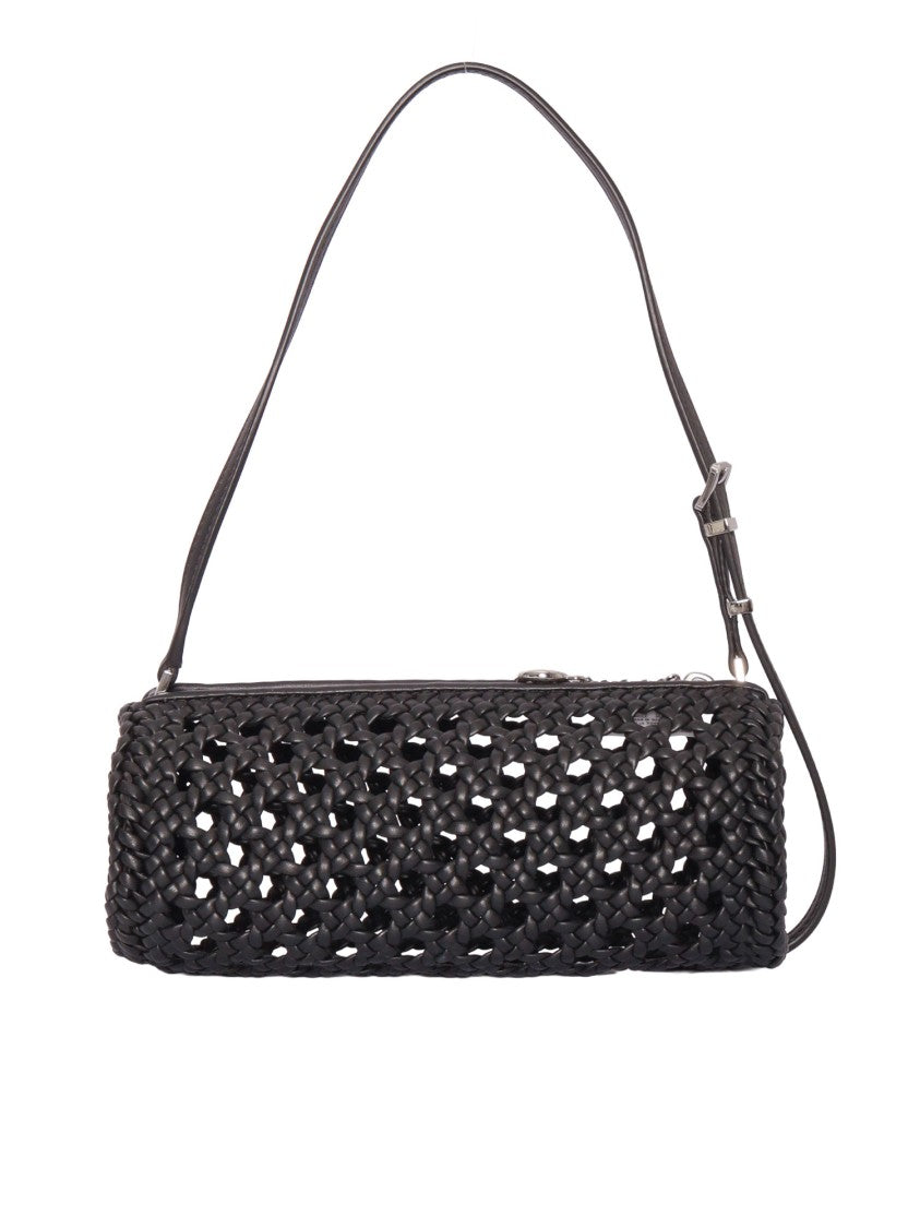 Michael Kors Barrel-Shaped Woven Pochette With Zip Closure