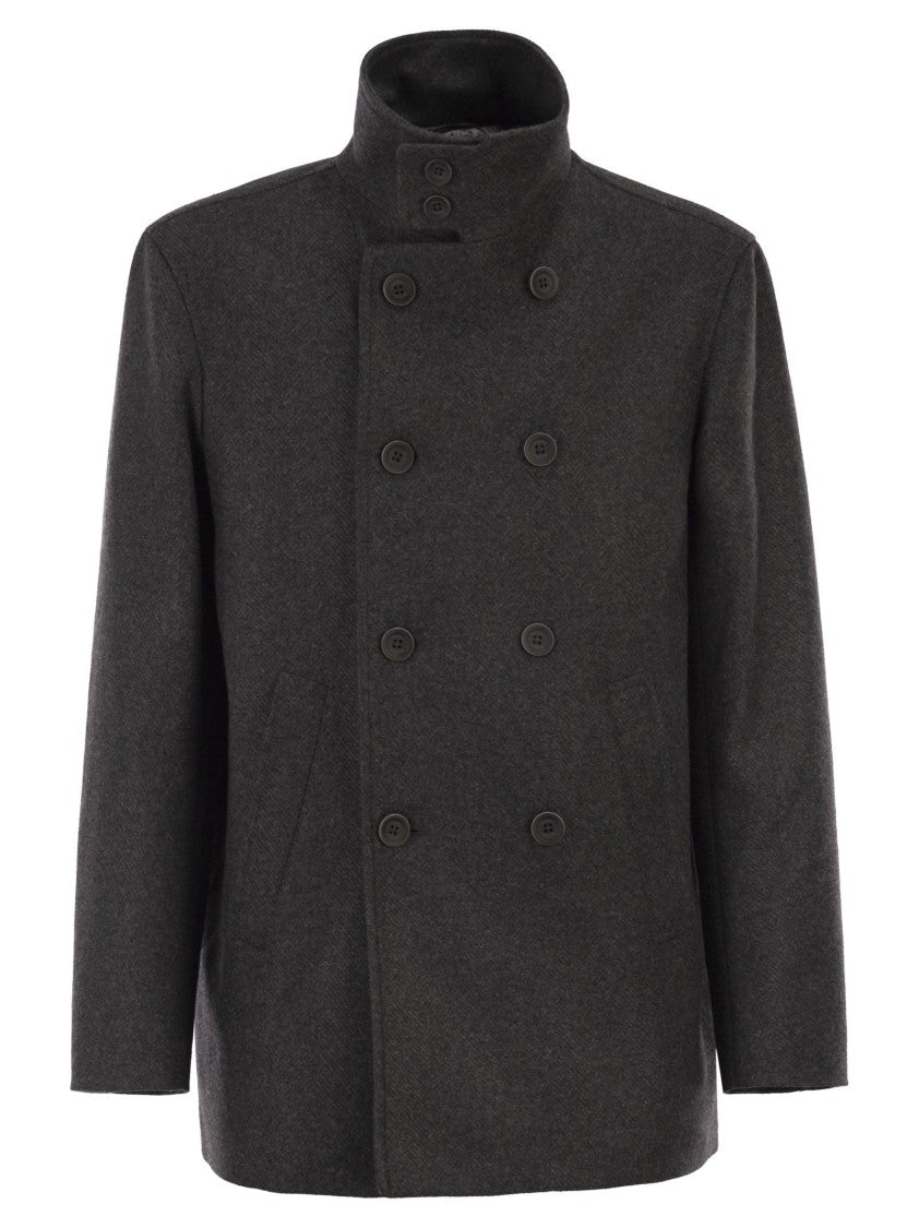 Herno Double-Breasted Coat In Wool Blend