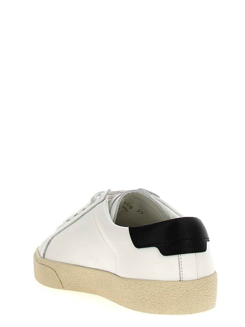 Saint Laurent Minimalist White Low-Top Sneakers With Logo Detail