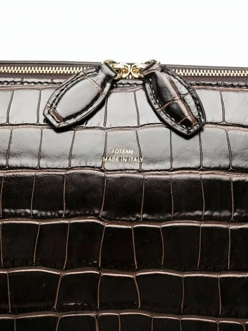 Totême Crocodile-Embossed Cowhide Tote Bag With Gold Accents
