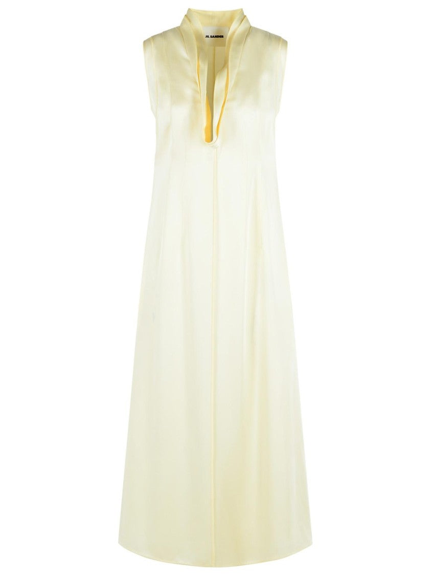 Jil Sander Ivory Acetate And Viscose Dress