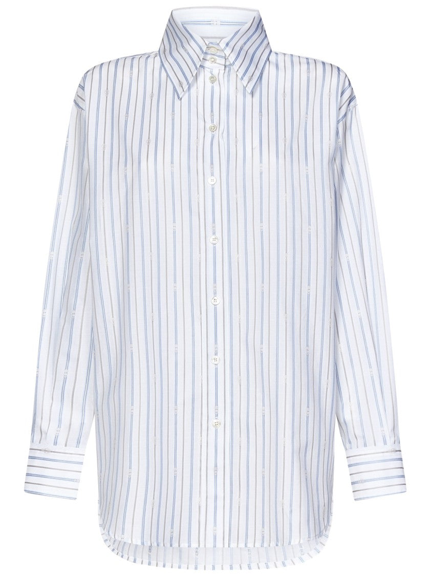 Alexander Mcqueen White Cotton Poplin Shirt With Skull Motif