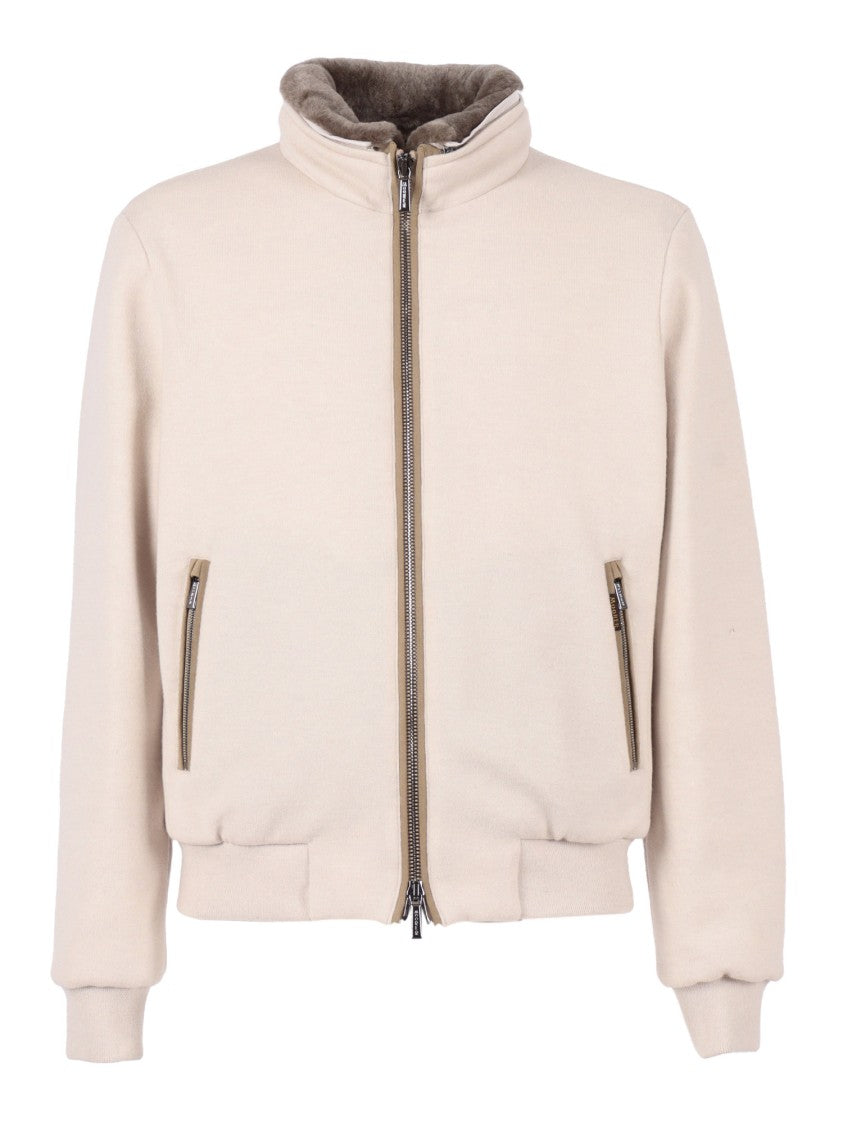 Moorer Minimalist High-Collar Jacket With Zip-Up Front